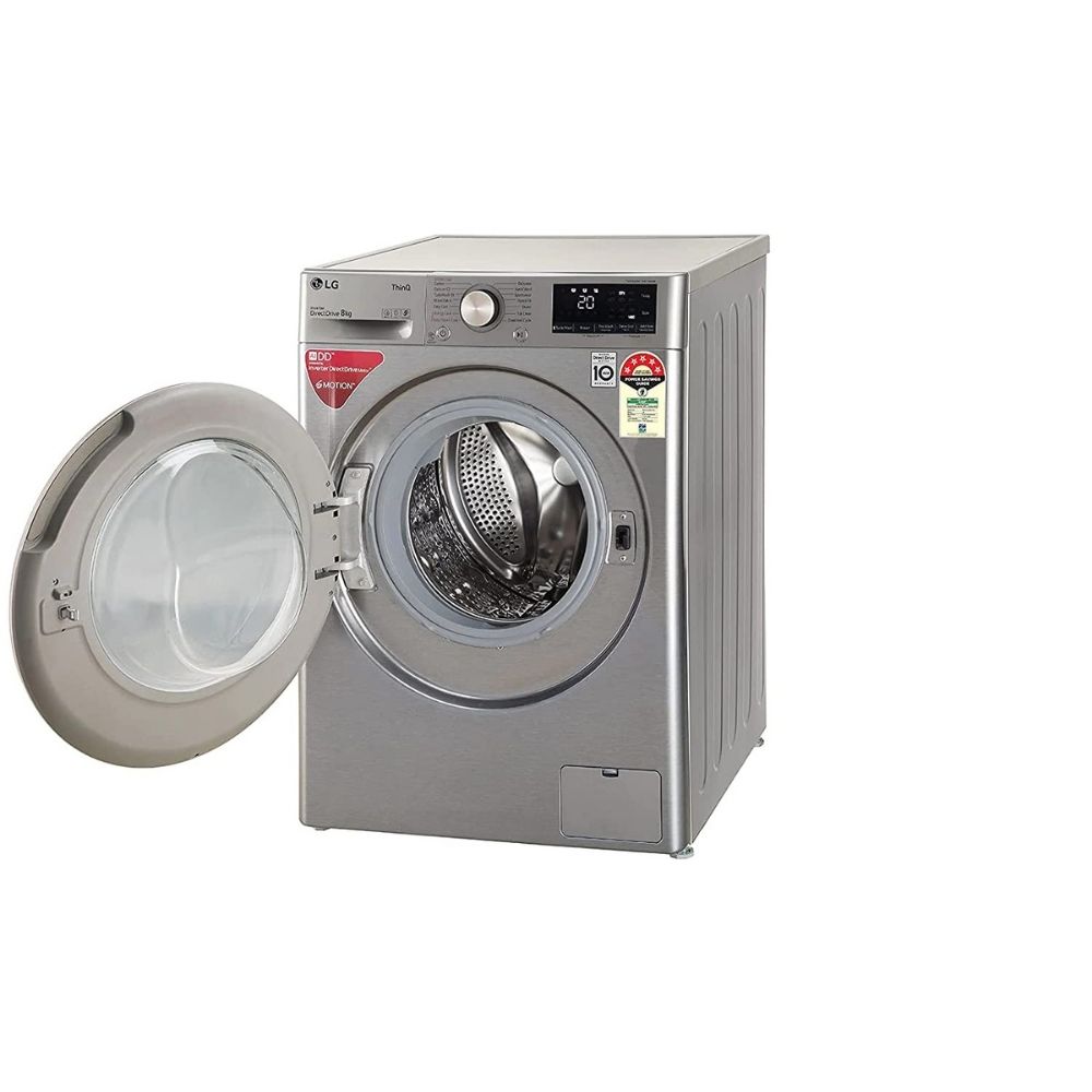 LG 8 kg 5 Star Inverter Wi-Fi Fully-Automatic Front Loading Washing Machine (FHV1408ZWP, Platinum Silver, Steam)