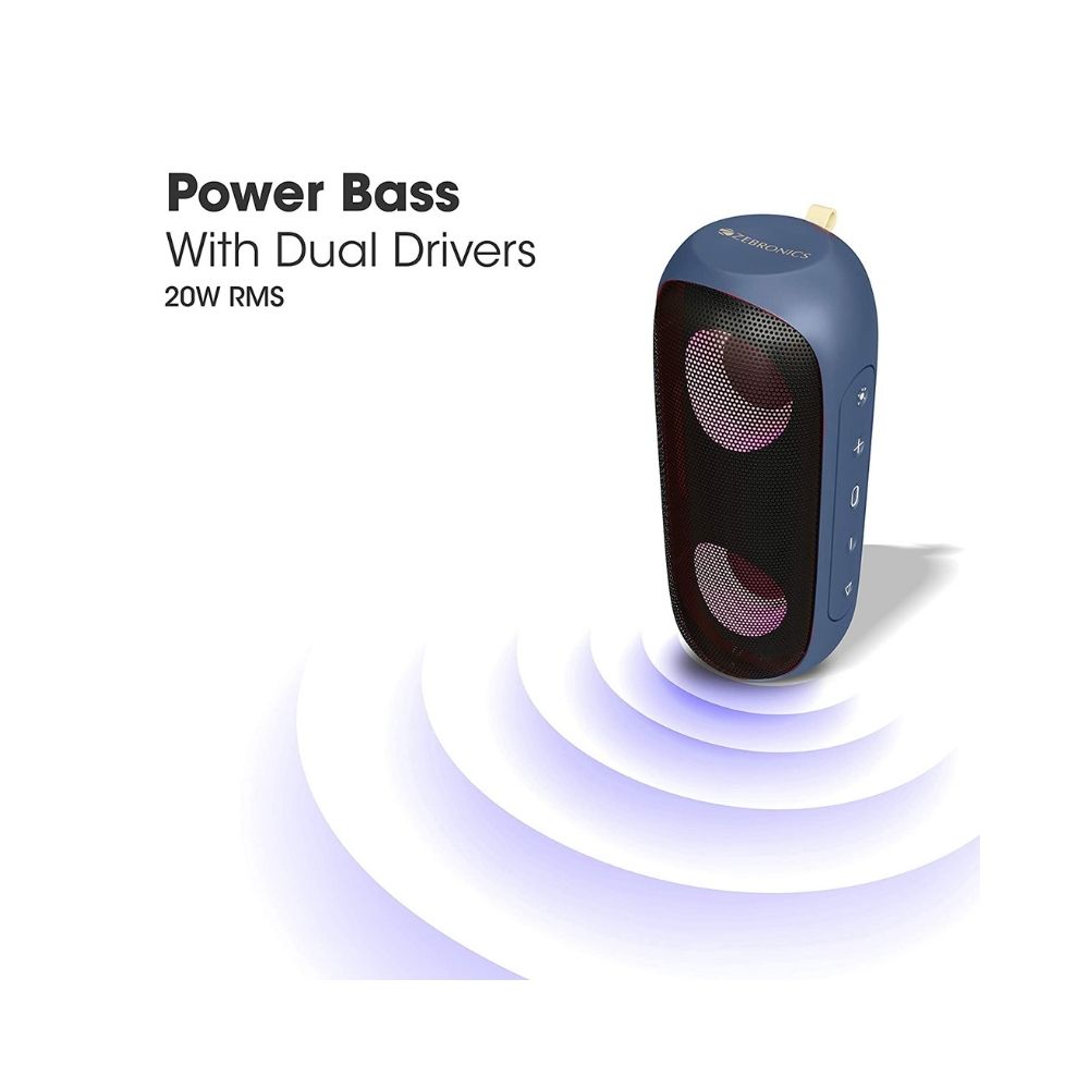 Zebronics Zeb-Music Bomb X Wireless 20W Portable Speaker (Blue)