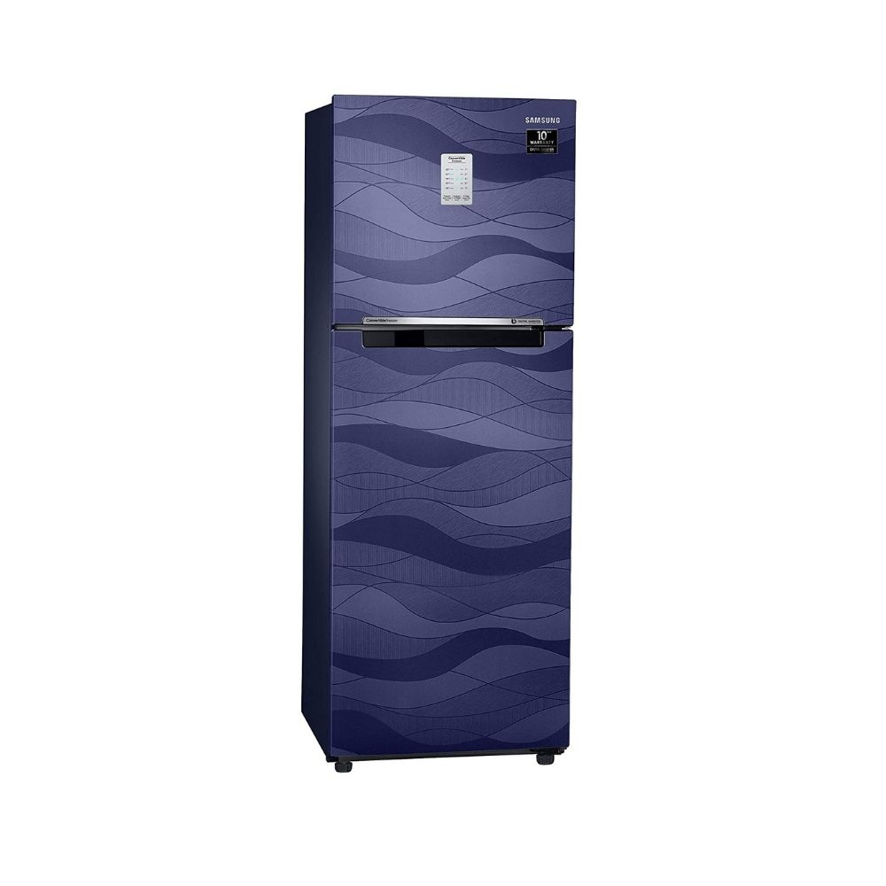 Samsung 253 L 3 Star Inverter Frost-Free Double Door Refrigerator (RT28T3753UV/HL, Blue Wave, Convertible)