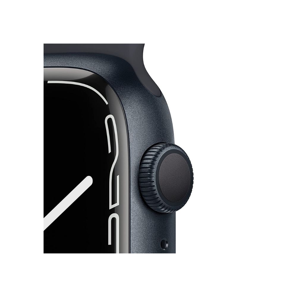 Apple Watch Series 7 GPS MKN53HN/A 45 mm Aluminium Case  (Black Strap, Regular)