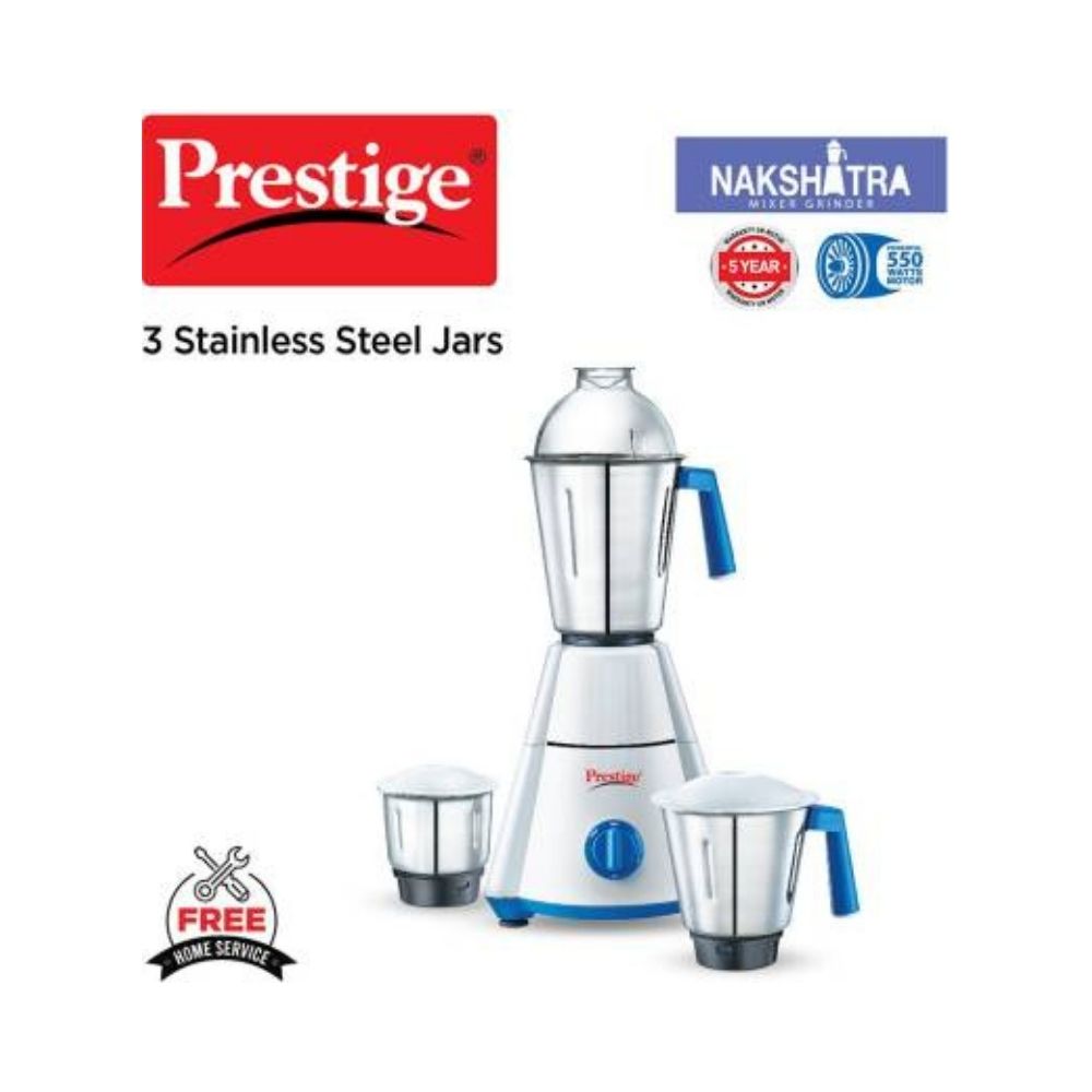 Prestige Nakshatra 550w nakshatra 550 W Mixer Grinder (3 Jars, white/blue)