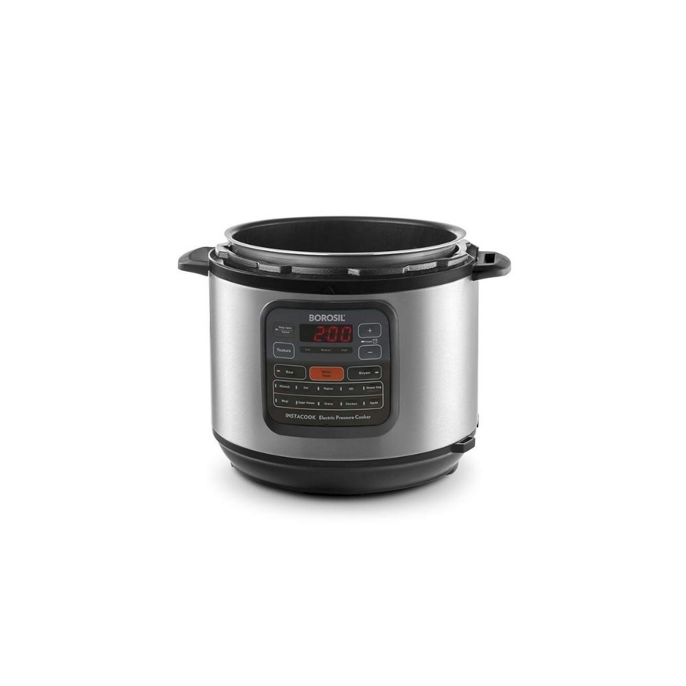 Borosil BEPC6LDS13 Stainless Steel Electric Pressure Cooker, 6L, Silver