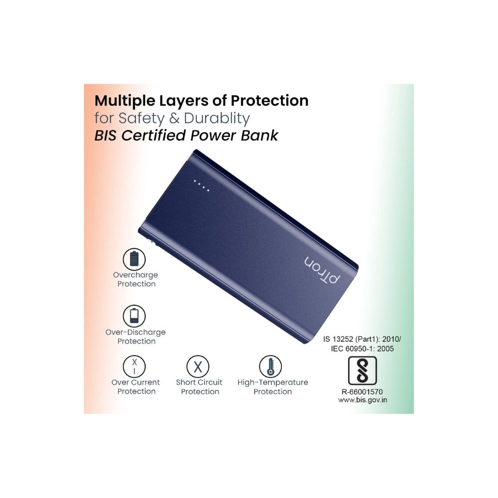 PTron 20000 mAh Lithium_Polymer Dynamo Zip Power Bank with 18 Watt Fast Charging, Blue