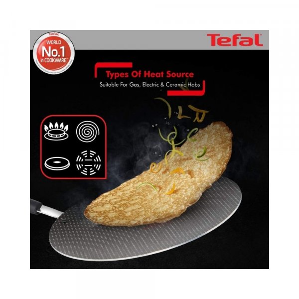 Tefal Aluminium Simply Chef Non-Stick Concave Tawa (28cm, Rio Red)