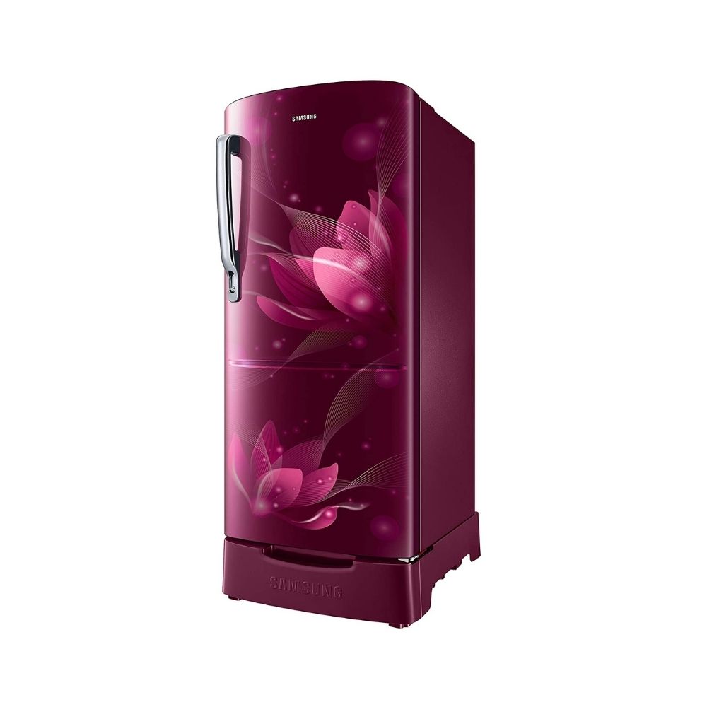 Samsung 192 L 2 Star Direct Cool Single Door Refrigerator (RR20A181BR8/HL, SAFFRON RED, Base Stand with Drawer)
