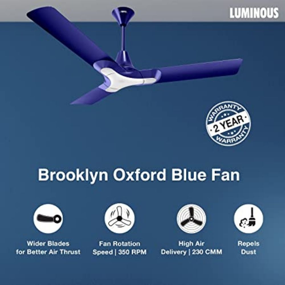 Luminous New York Brooklyn 1200mm/75 Watt ceiling fan  (Oxford Blue)