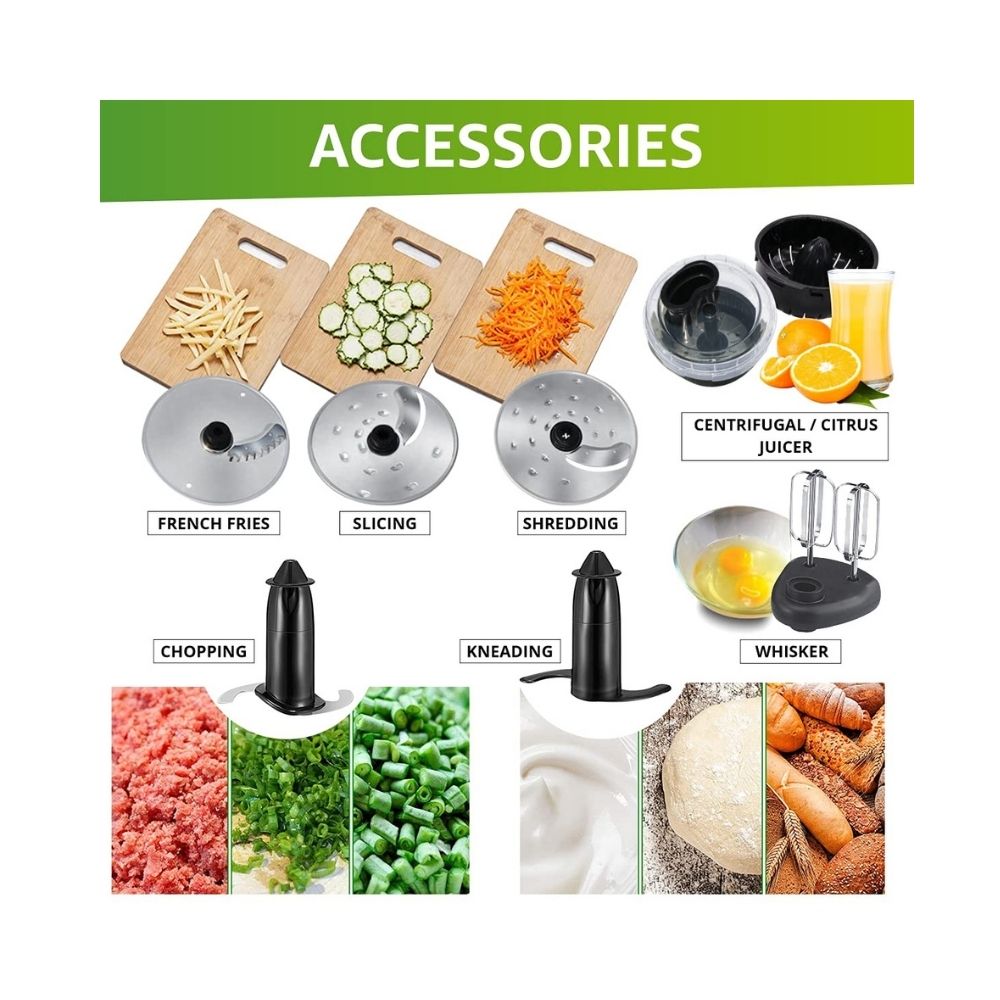 Inalsa Inox 1000 Plus 1000-Watt Food Processor with Mixer Grinder, Silver