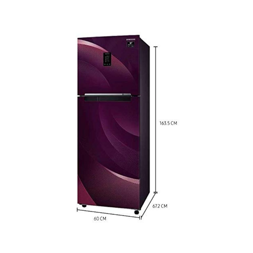 Samsung 314 L 2 Star Inverter Frost-Free Double Door Refrigerator (RT34T46324R/HL, Rythmic Twirl Red, Convertible)