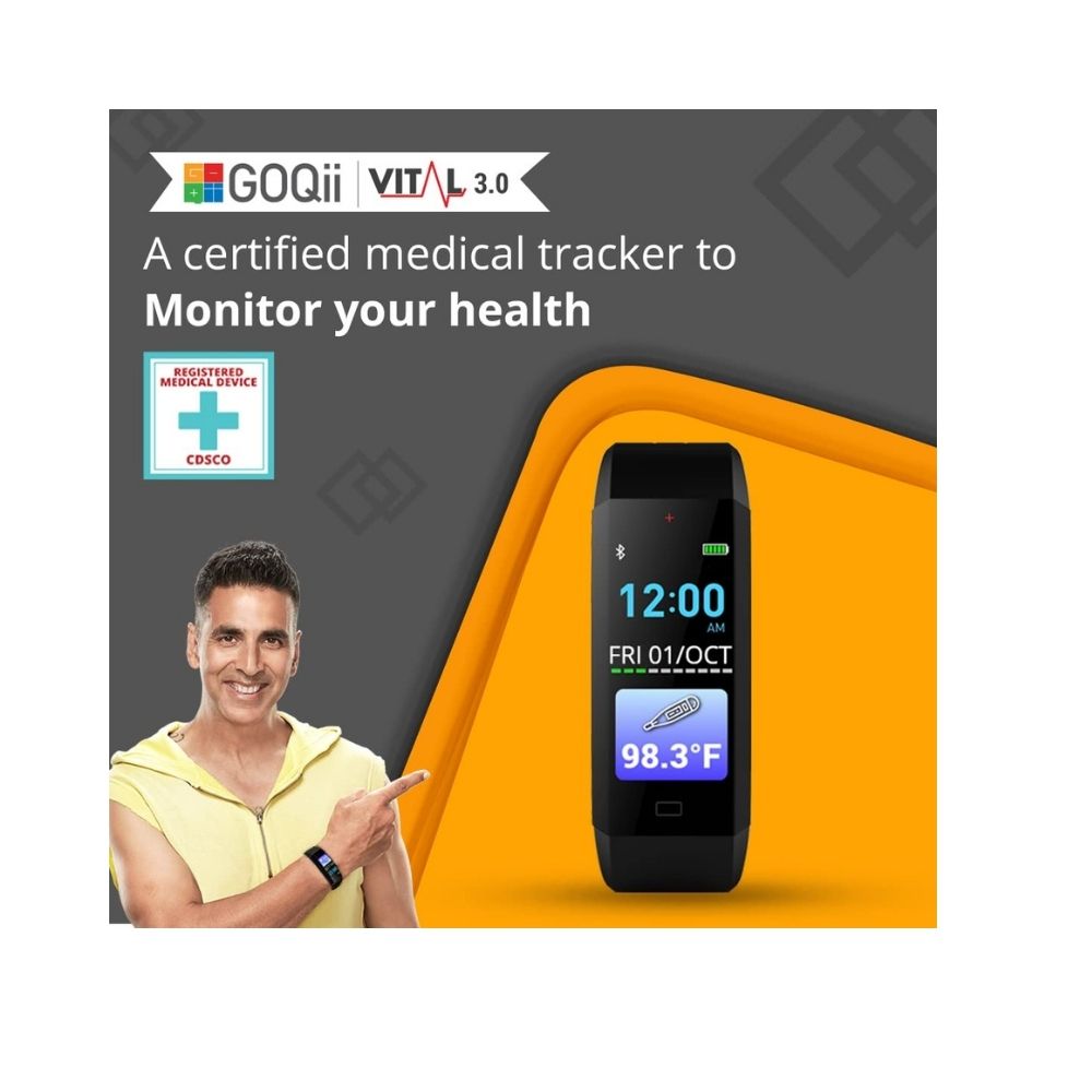 GOQii Vital 3.0 Full Touch, Smart Notification Waterproof, Smart (Black)