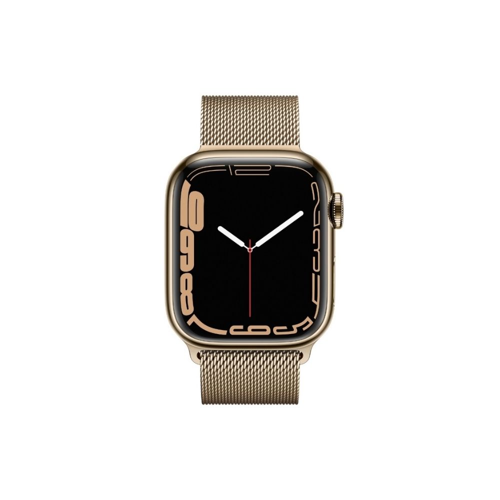 Apple Watch Series 7 GPS + Cellular, MKHY3HN/A 41 mm Stainless Steel Case  (Gold Strap, Regular)