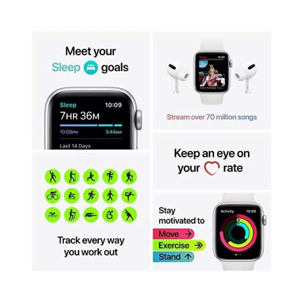 Apple Watch SE GPS + Cellular, 40mm Space Gray Aluminium Case With Black Sport Band