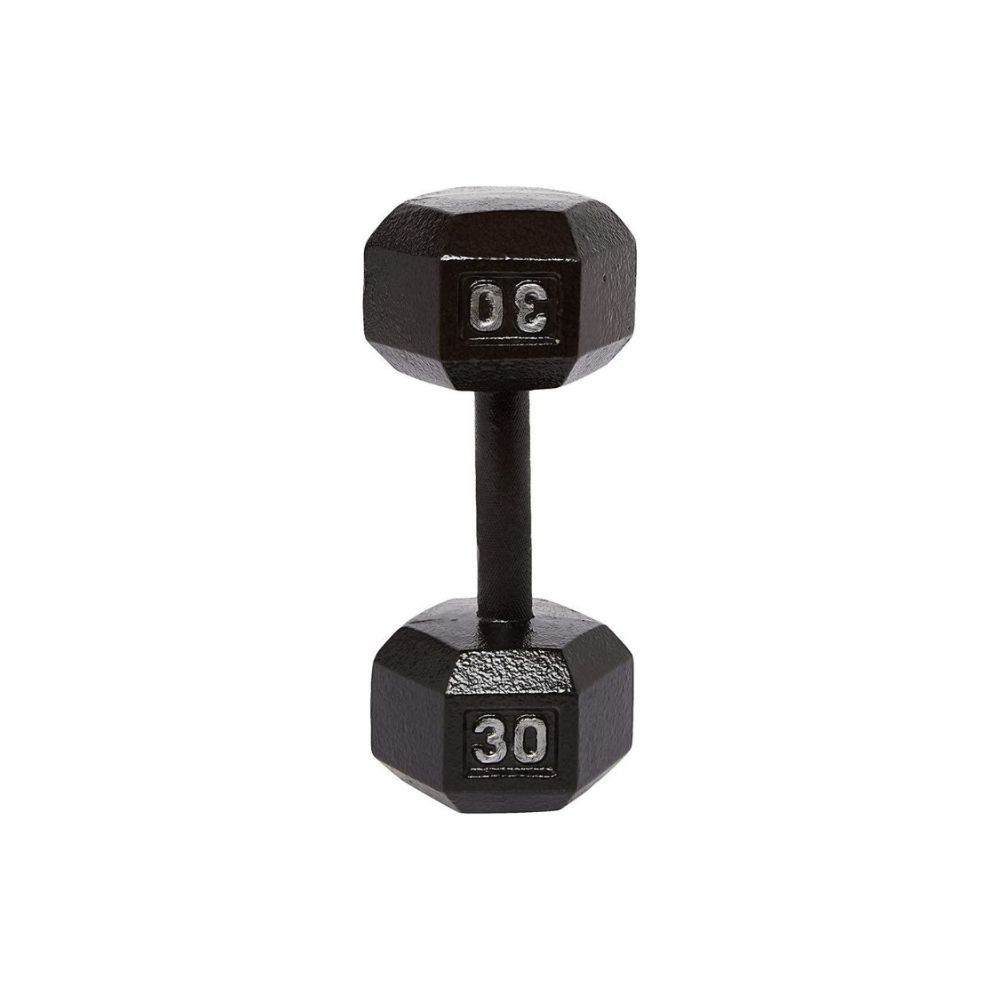 AmazonBasics Cast Iron Hex Fixed Dumbbell Weight - 13.4 x 5.8 x 5 Inches, 18 kg, Black