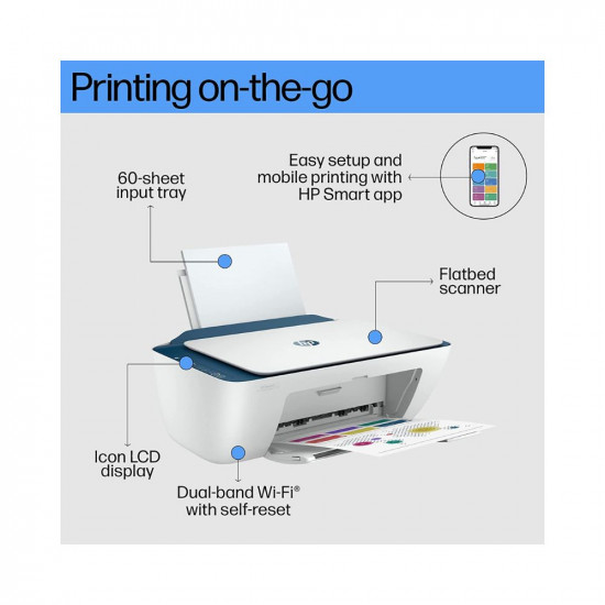 HP Ink Advantage 2778 Printer, Copy, Scan, Dual Band WiFi, Bluetooth, USB, Simple Setup Smart App, Ideal for Home