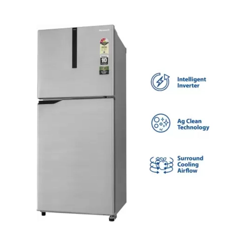 Panasonic 268 L Frost Free Double Door 3 Star Refrigerator  (Shining Silver, NR-FBG27VSS3)