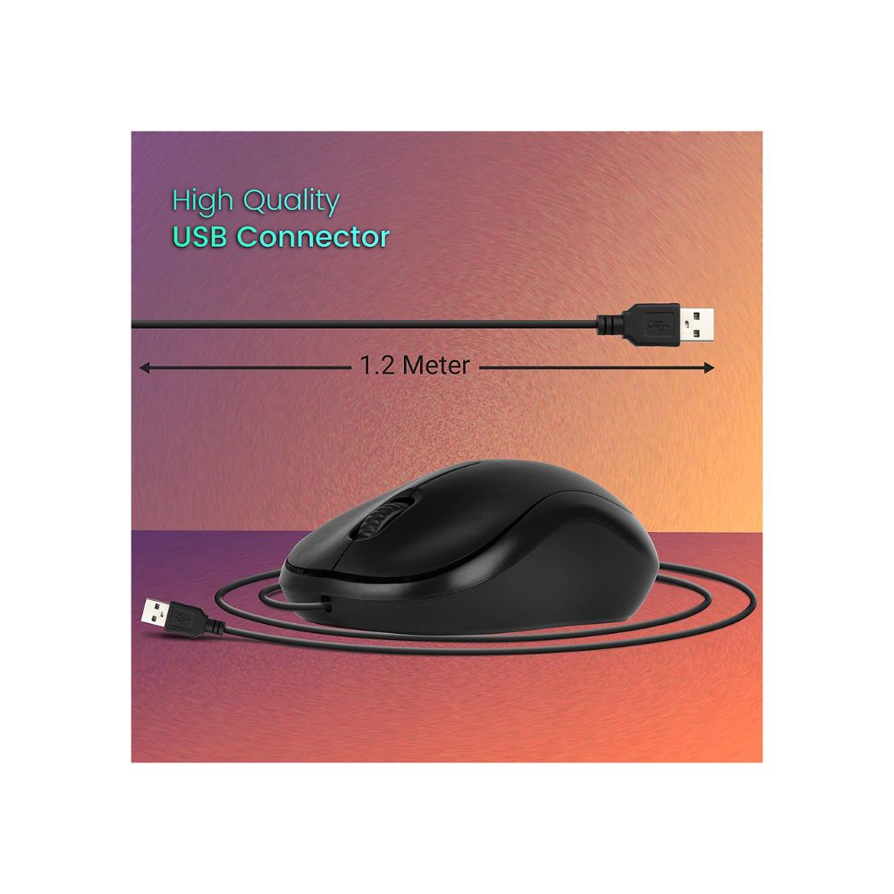 Zebronics zeb-comfort wired usb mouse, 3-button, 1000 dpi optical sensor black
