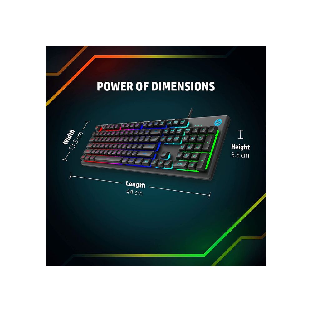 HP K500F Backlit Membrane Wired Gaming Keyboard with Mixed Color Lighting, 26 Anti-Ghosting Keys(7ZZ97AA)