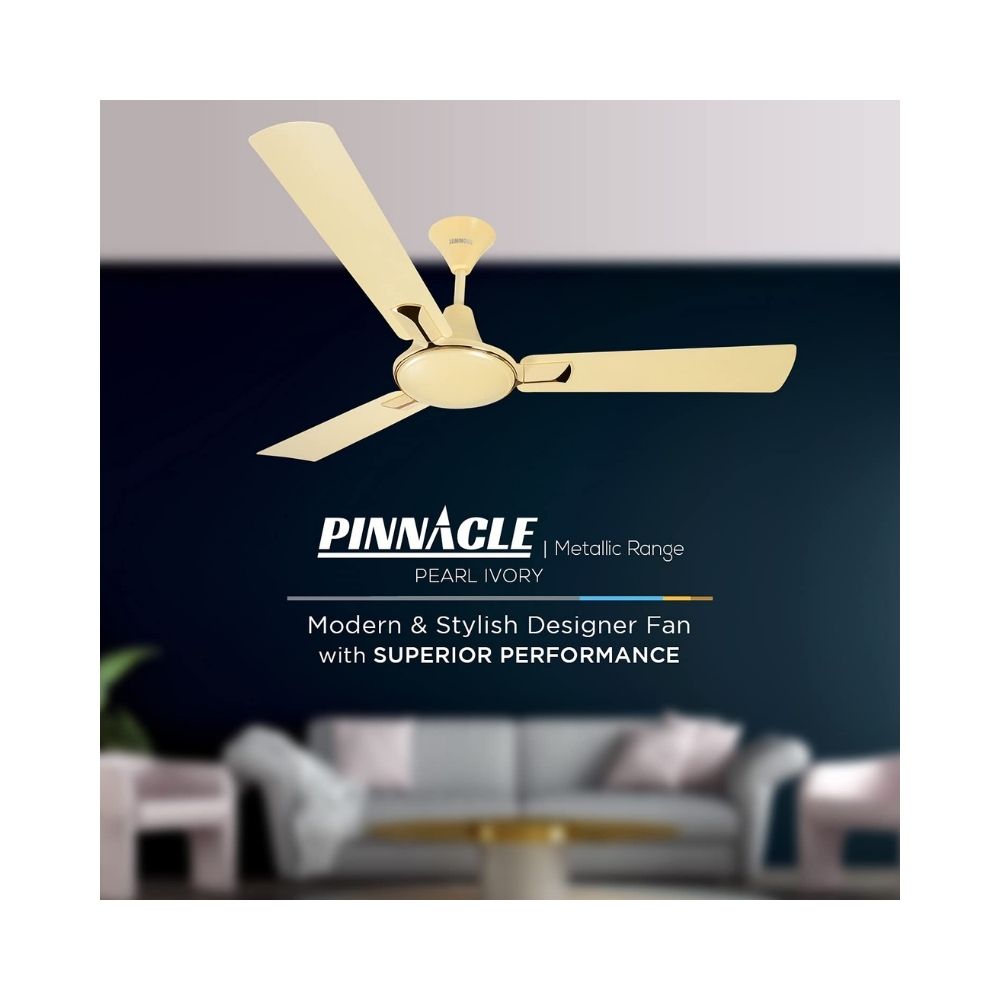 Luminous Pinnacle Metallic 1200mm ceiling fan (Pearl Ivory, Set of 1)