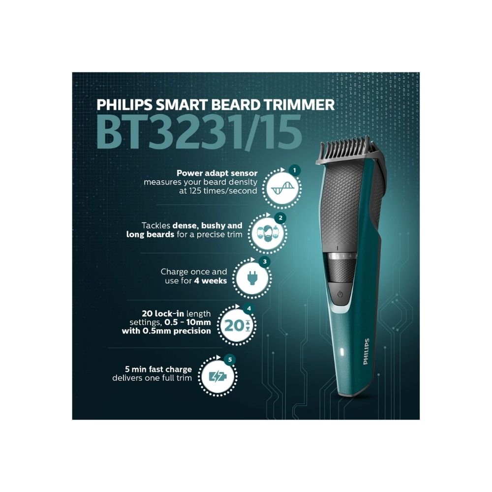 Philips BT3231/15 Smart Beard Trimmer - Power adapt technology for precise trimming