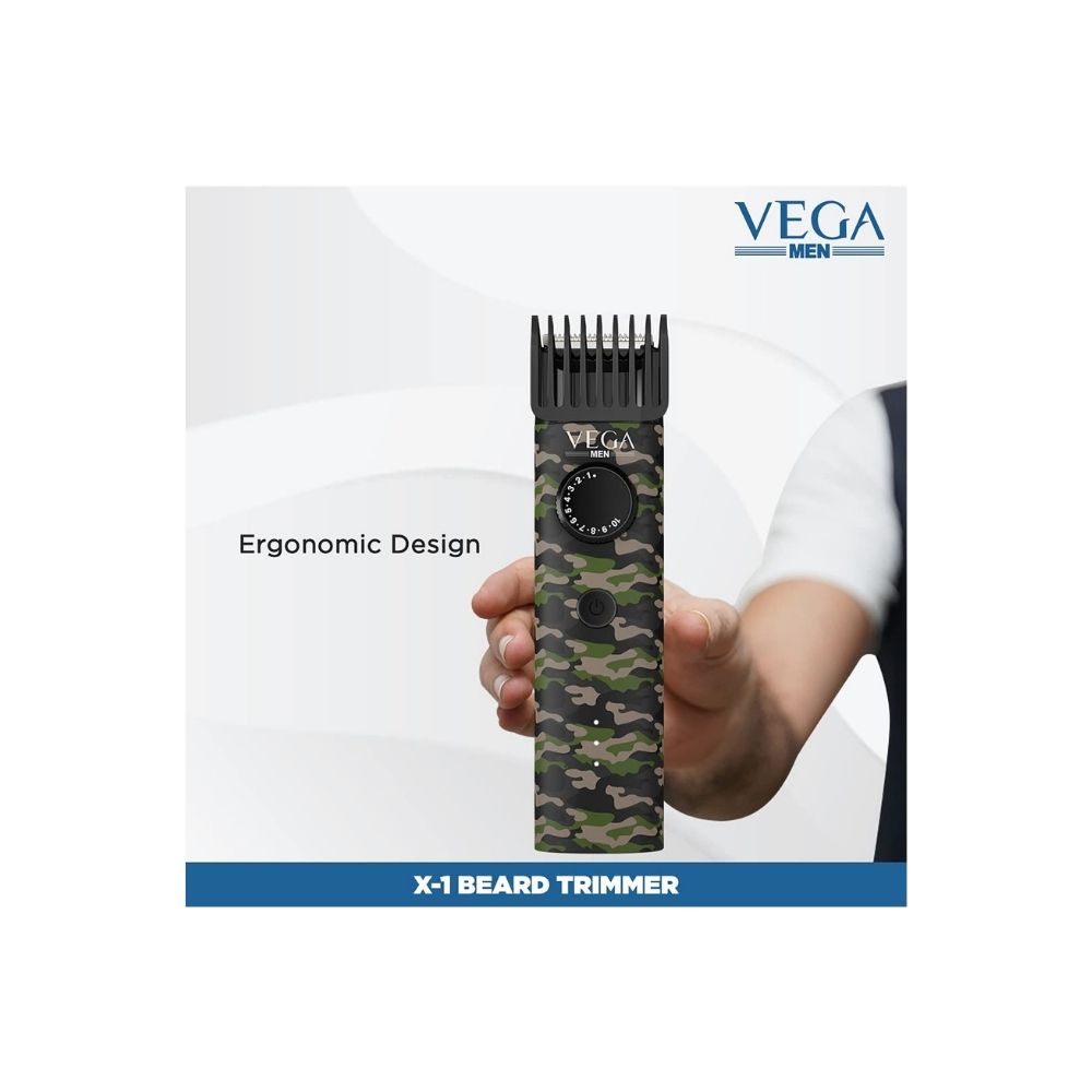 Vega Men X1 Beard Trimmer For Men With Quick Charge, 90 Mins Run-time, Waterproof (VHTH-16)