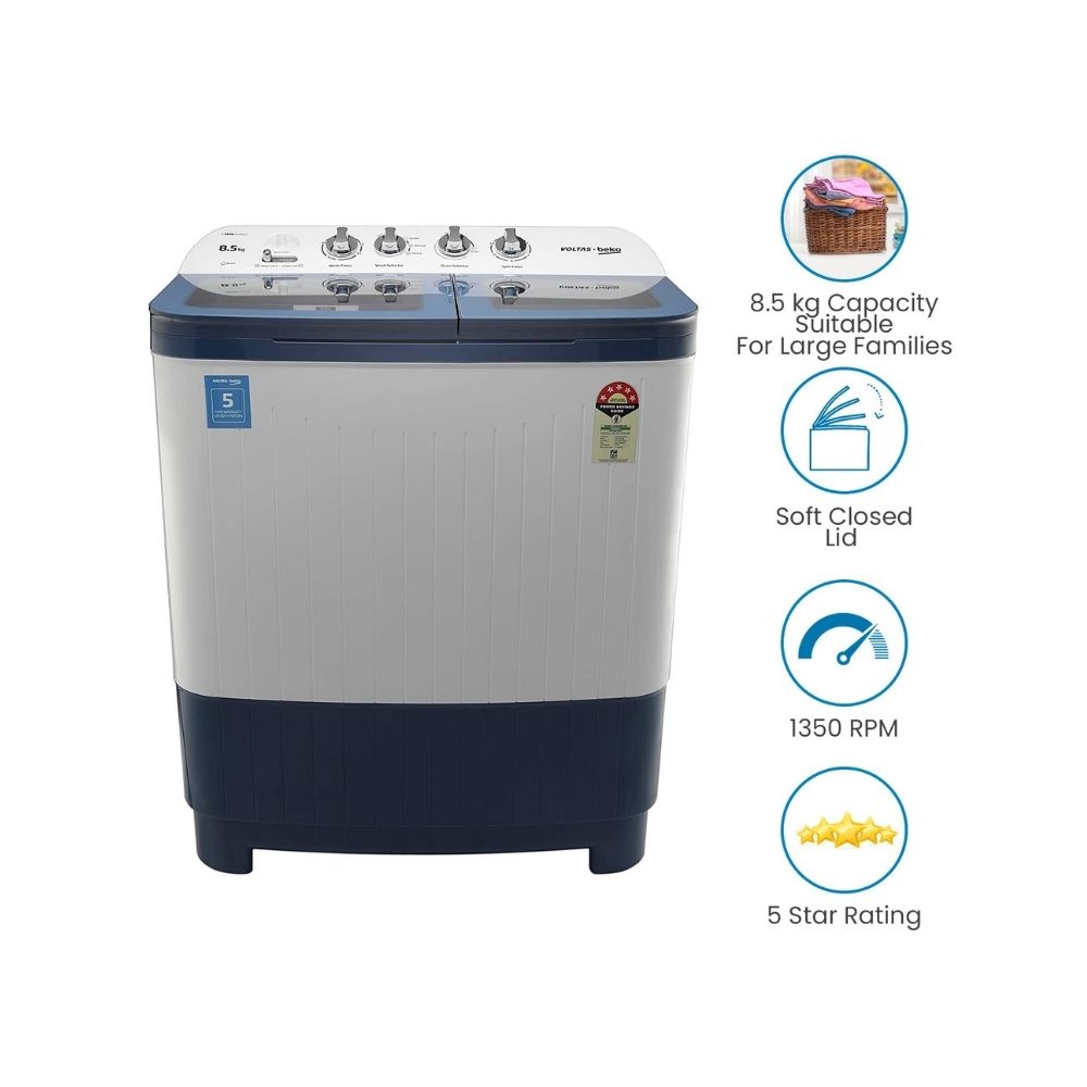 Voltas Beko 8.5 kg Semi Automatic Top Load Blue  (WTT85DBLG)