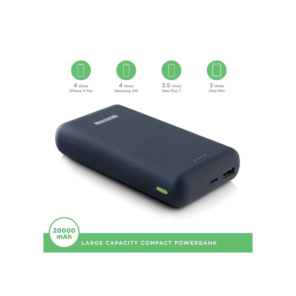 Urbn 20000 mAh Lithium_Polymer Power Bank with 22.5 Watt Super Fast Charging, Blue