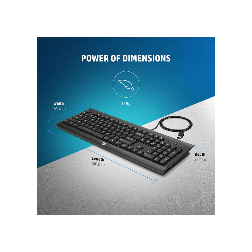 HP Desktop C2500 Keyboard & Mouse Combo, 3 Buttons Mouse with 1200 DPI (J8F15AA)