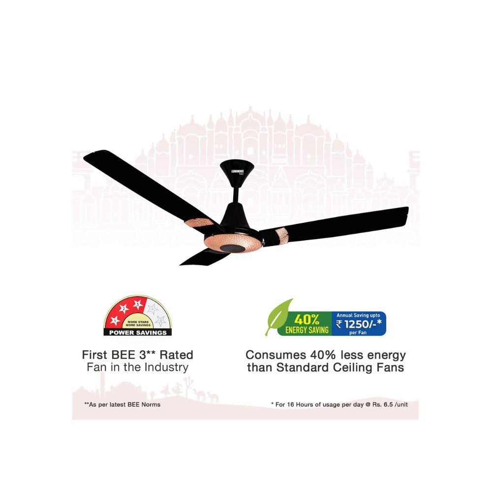 LUMINOUS Jaipur Tamra 1200 mm 3 Blade Ceiling Fan  (Abu Black)