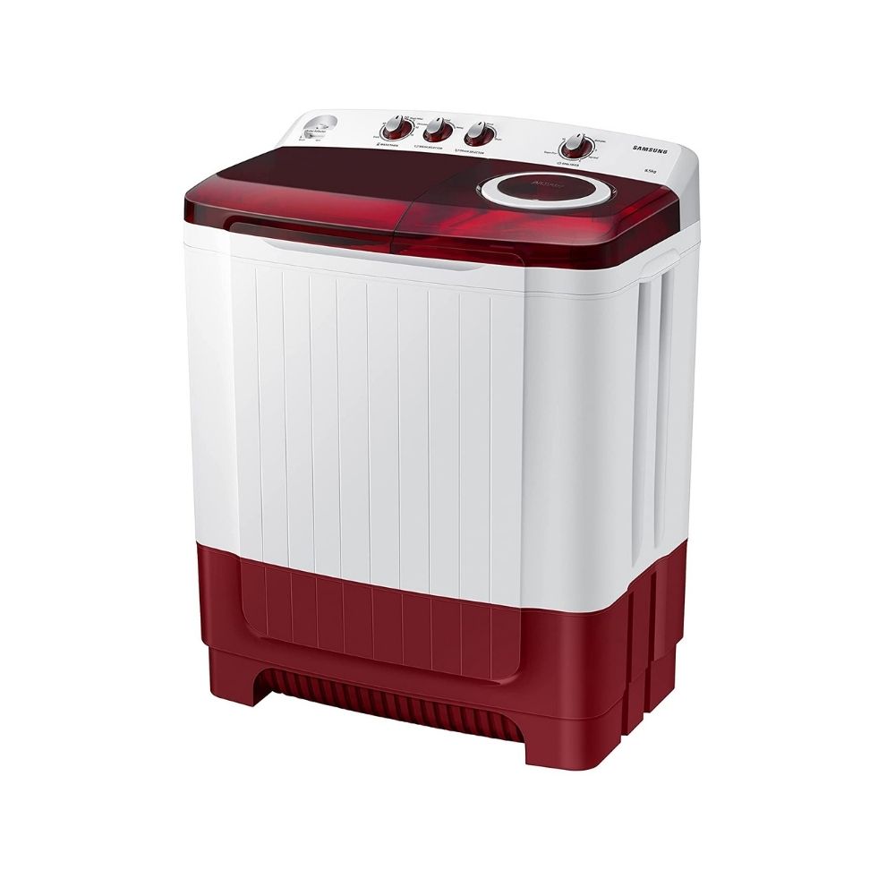 Samsung 8.5 Kg Semi-Automatic 5 Star Top Loading Washing Machine (WT85R4200RR/TL, Light Grey, Red Lid )