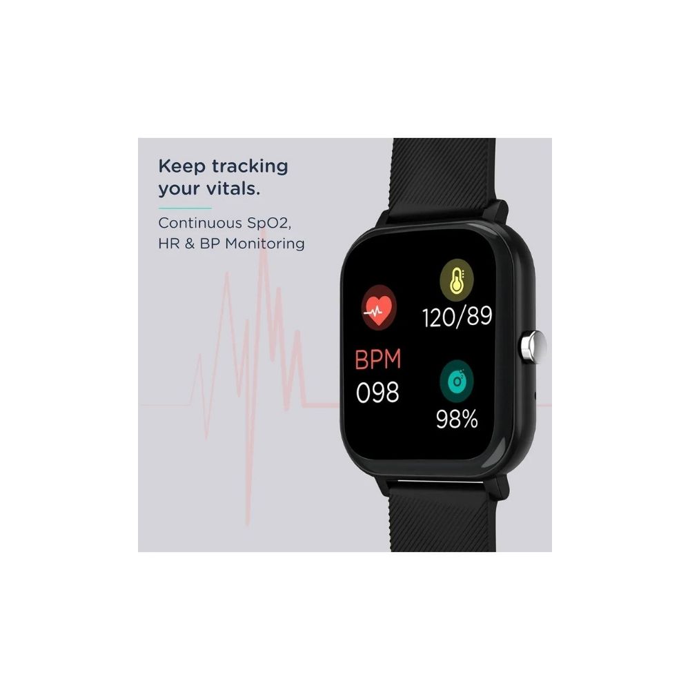 Pebble Prism Smart Watch (Bluetooth, 43.18mm) (11 Sports Modes, PFB12, Black, Silicone Band)