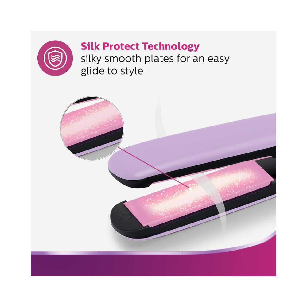Philips BHS393/40 Straightener with SilkProtect Technology. Straighten, curl, Suitable for All Hair Types, Lavender