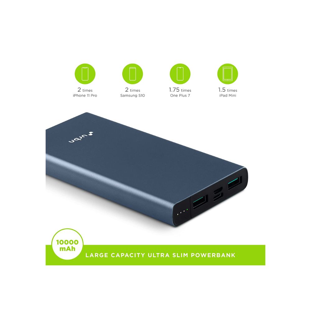 Urbn 10000 mAh Power Bank UPR101 with 20 Watt Super Fast Charging, Blue