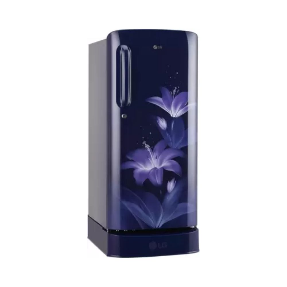 LG 190 L Direct Cool Single Door 4 Star Refrigerator with Base Drawer  (Blue Glow, GL-D201ABGY)