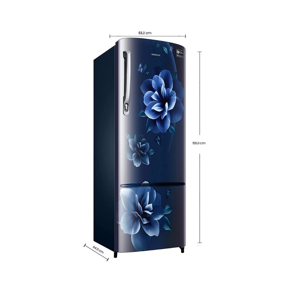 Samsung 225 L 3 Star Inverter Direct cool Single Door Refrigerator (RR26A375YCU/HL, Camellia Blue)