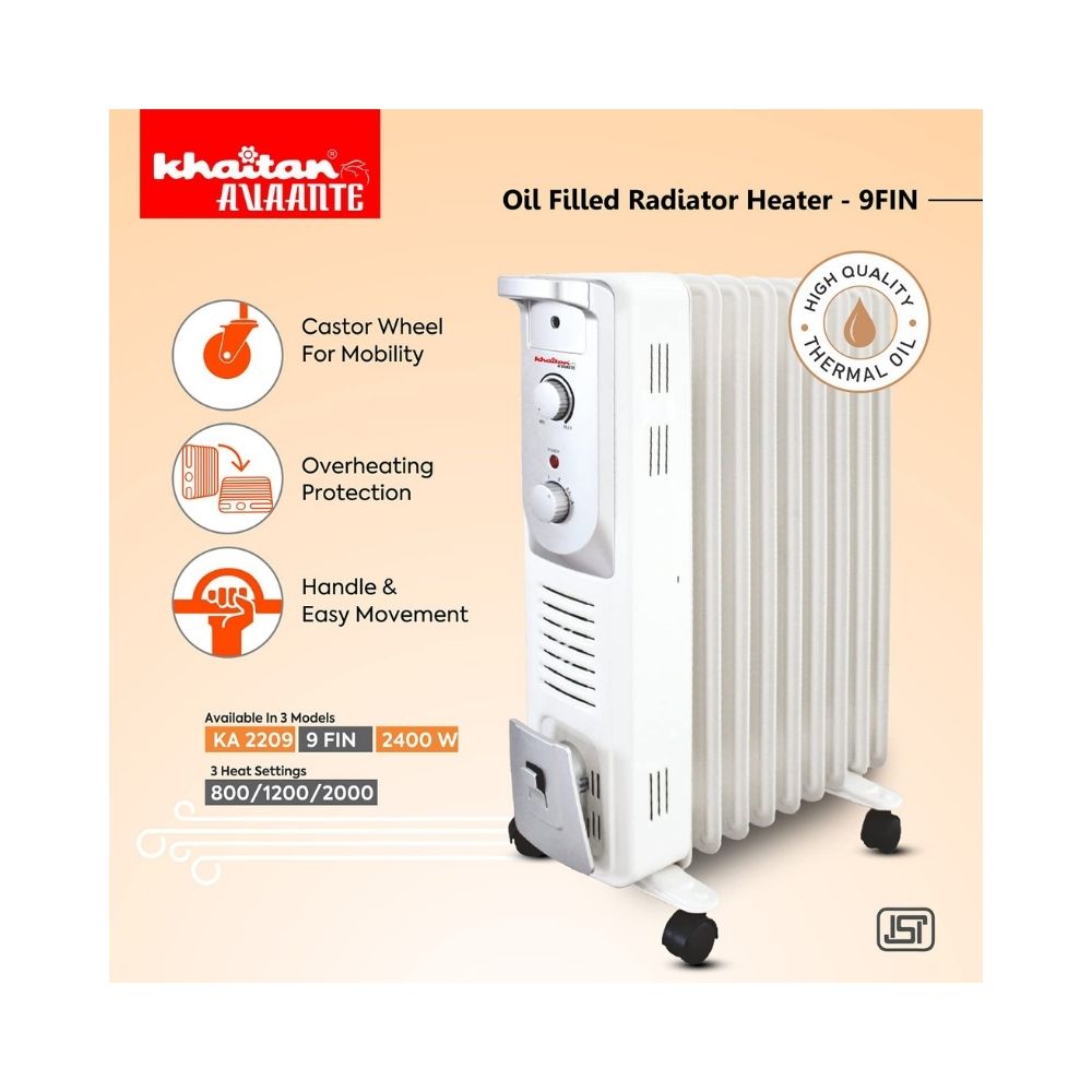 Khaitan  Avaante KA-2209 9 Fin Oil Filled Room Heater