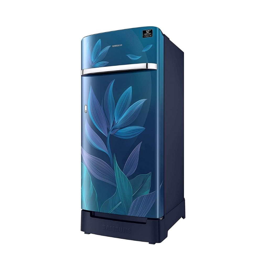 Samsung 198 L 5 Star Inverter Direct-Cool Single Door Refrigerator (RR21T2H2W9U/HL, Paradise Blue, Base Stand with Drawer)