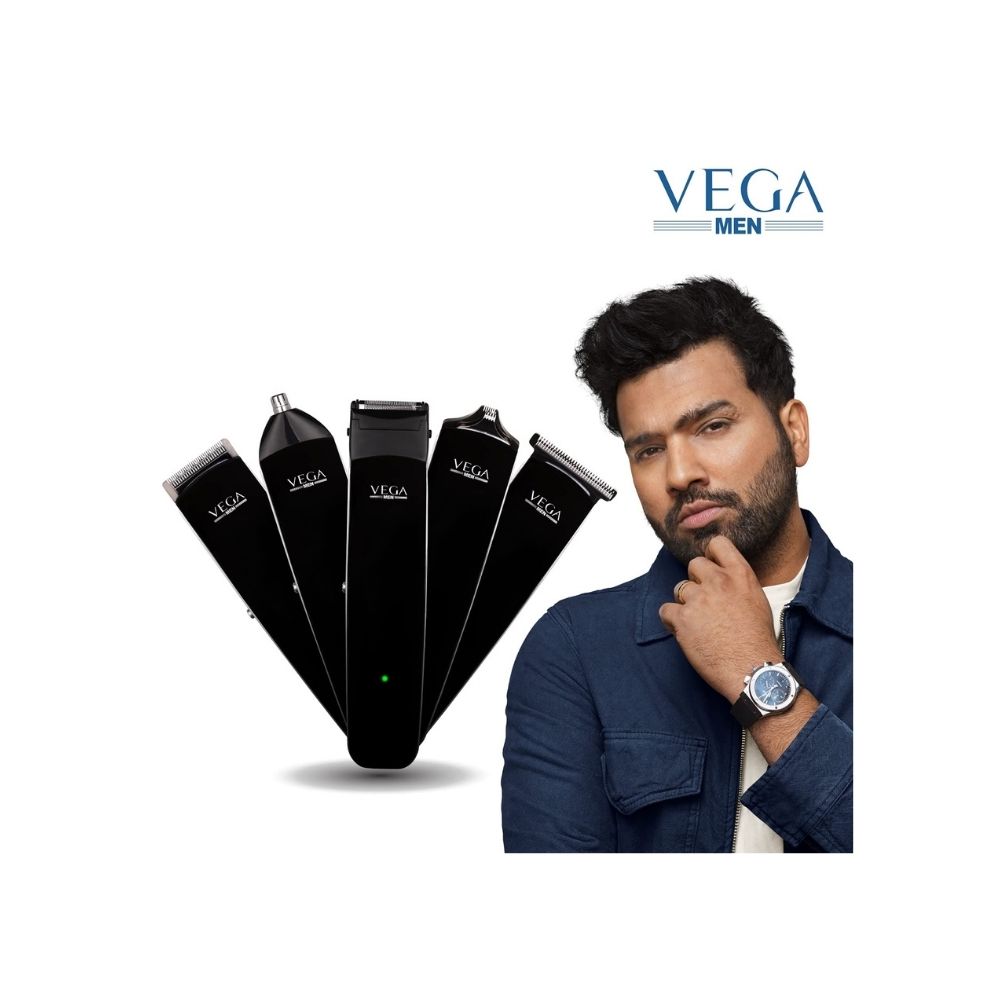 Vega Men 5 in 1 Beard Grooming Set with Trimmer & 5 Detachable Heads, (VHTH-04)