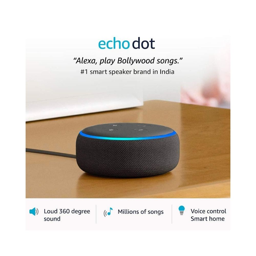 Echo Dot (3rd Gen) - #1 smart speaker brand in India with Alexa (Black)