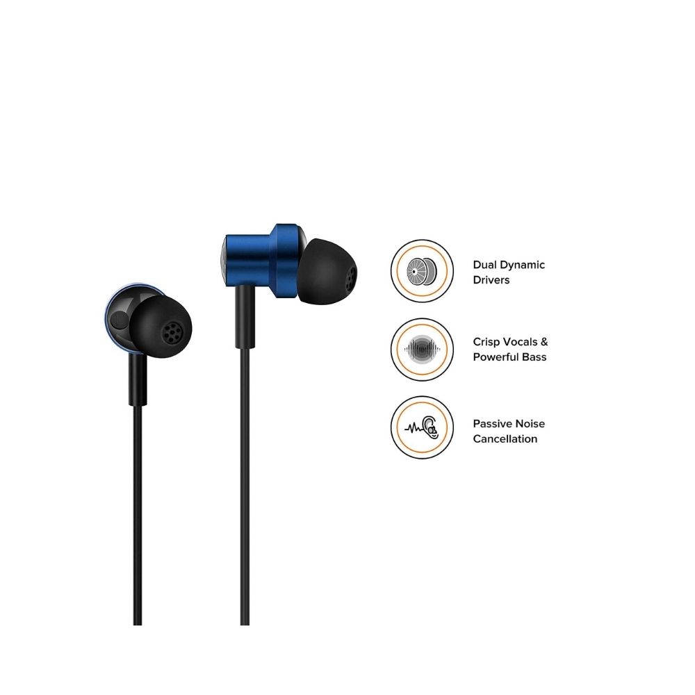 MI Dual Driver Wired in Ear Earphones with Mic (Blue)