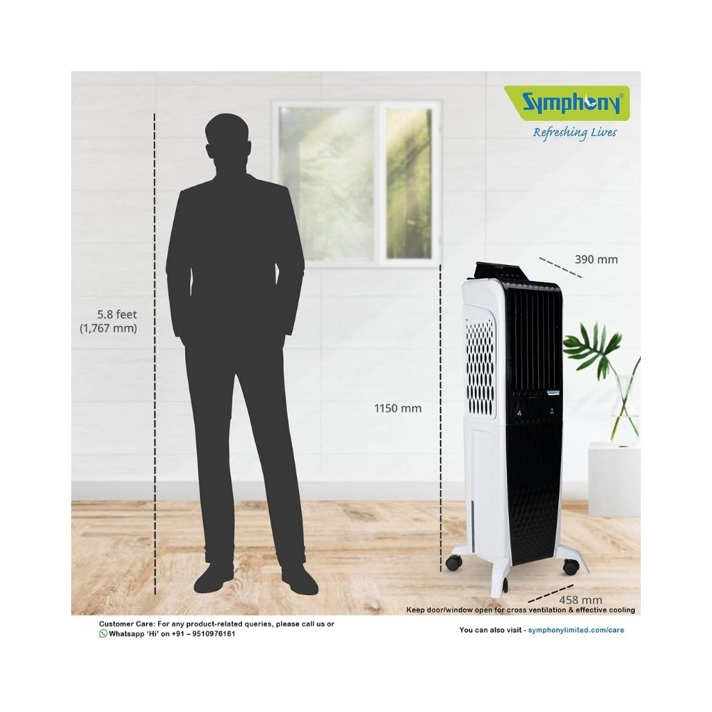Symphony Diet 3D - 40i Tower Air Cooler - 40-litres, White & Black