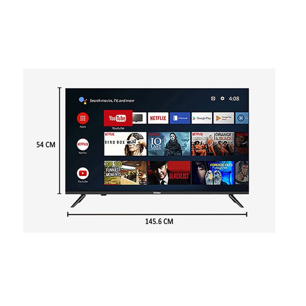 Haier 165 cm (65 inch) 4K LED Bezel Less Google Android TV - Smart AI Plus (LE65K6600HQGA) Black