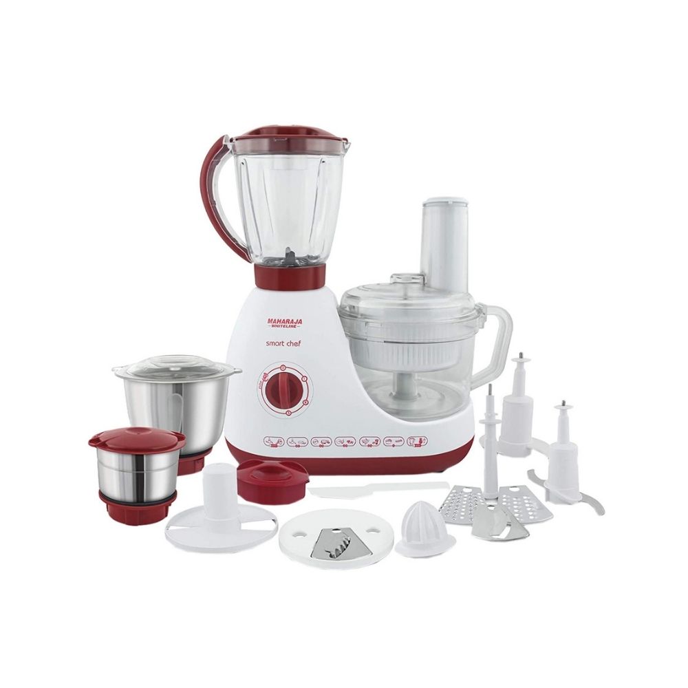 Maharaja Whiteline Smart chef FP-100 600 W Food Processor (White, Red)