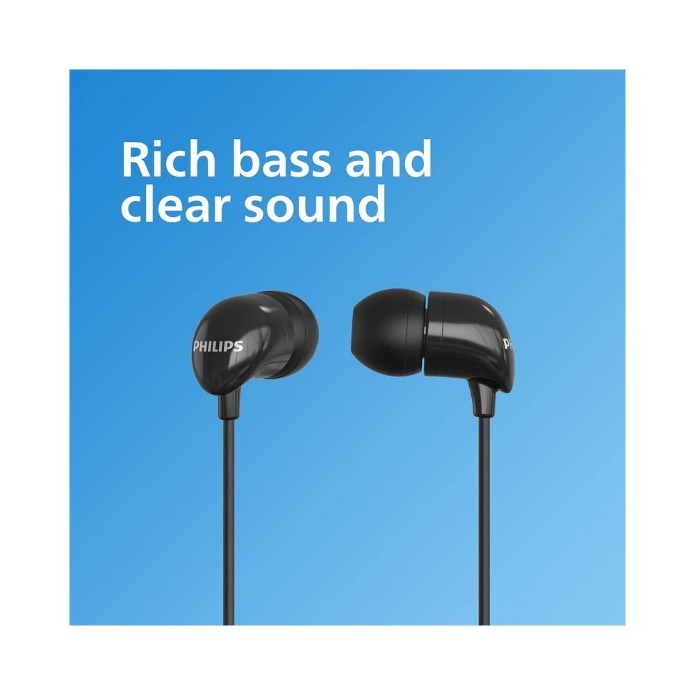 Philips Audio TAE1126 Wired in-Ear Headphone with Dynamic Bass and Mic, Black (TAE1126BK/94)