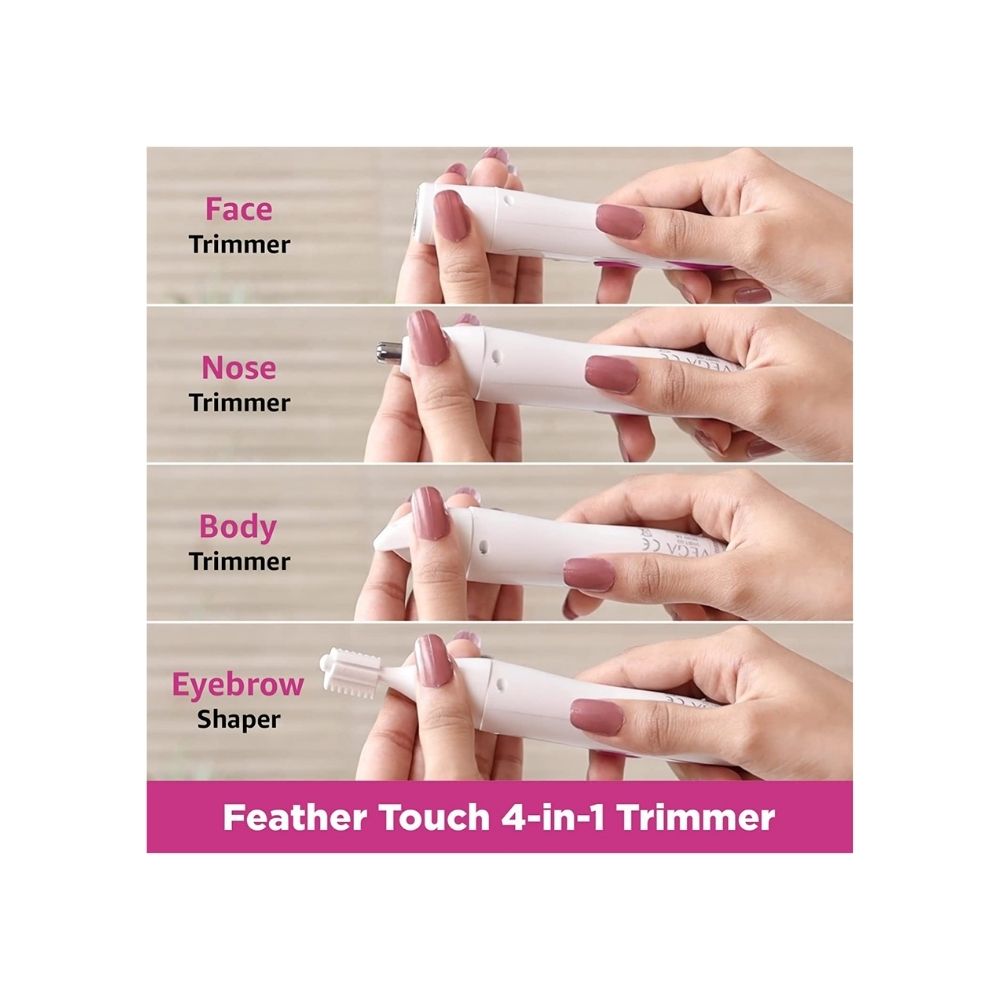 Vega Feather Touch 4 In 1 Trimmer for Women(VHBT-03), White