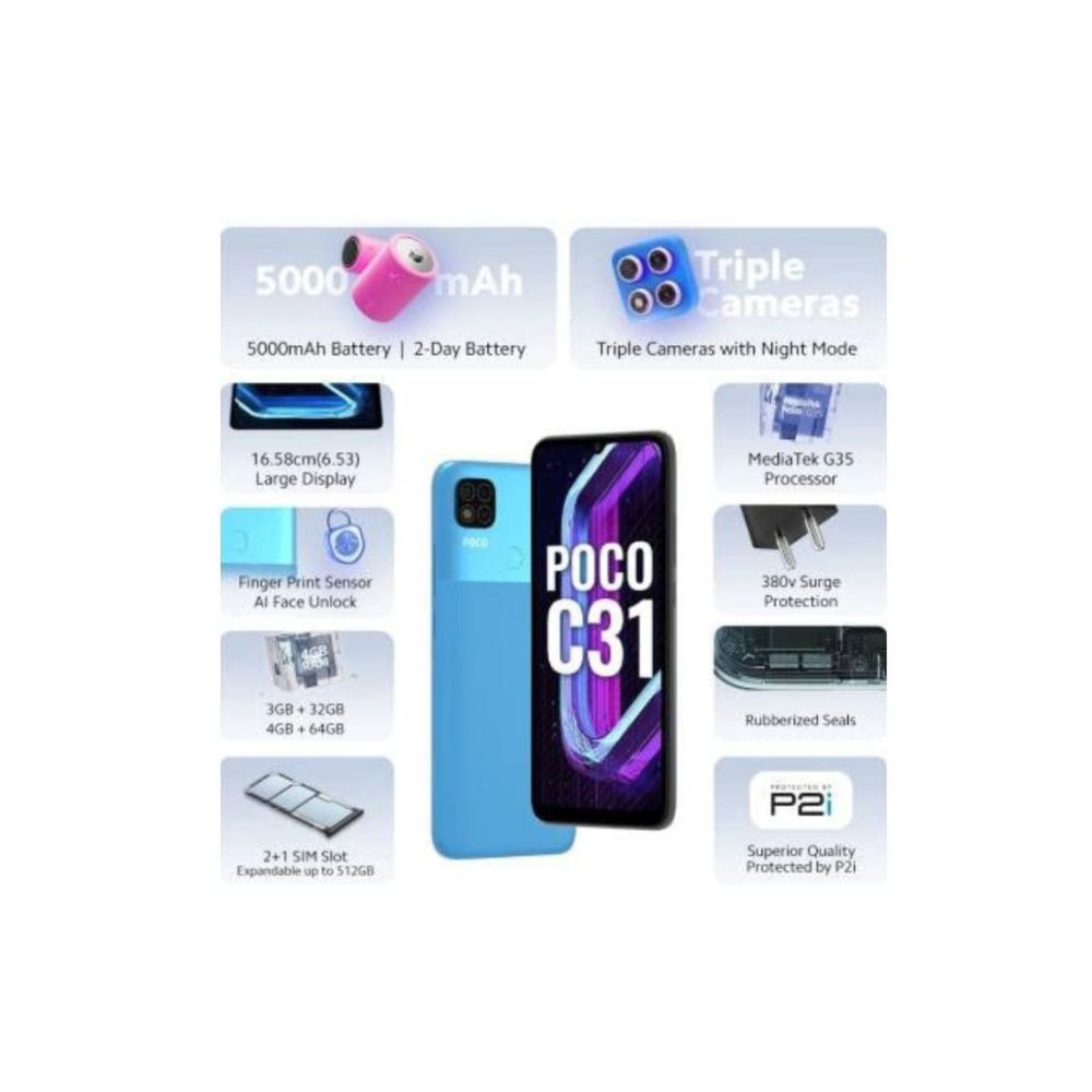 POCO C31 (Royal Blue, 64 GB) (4 GB RAM)