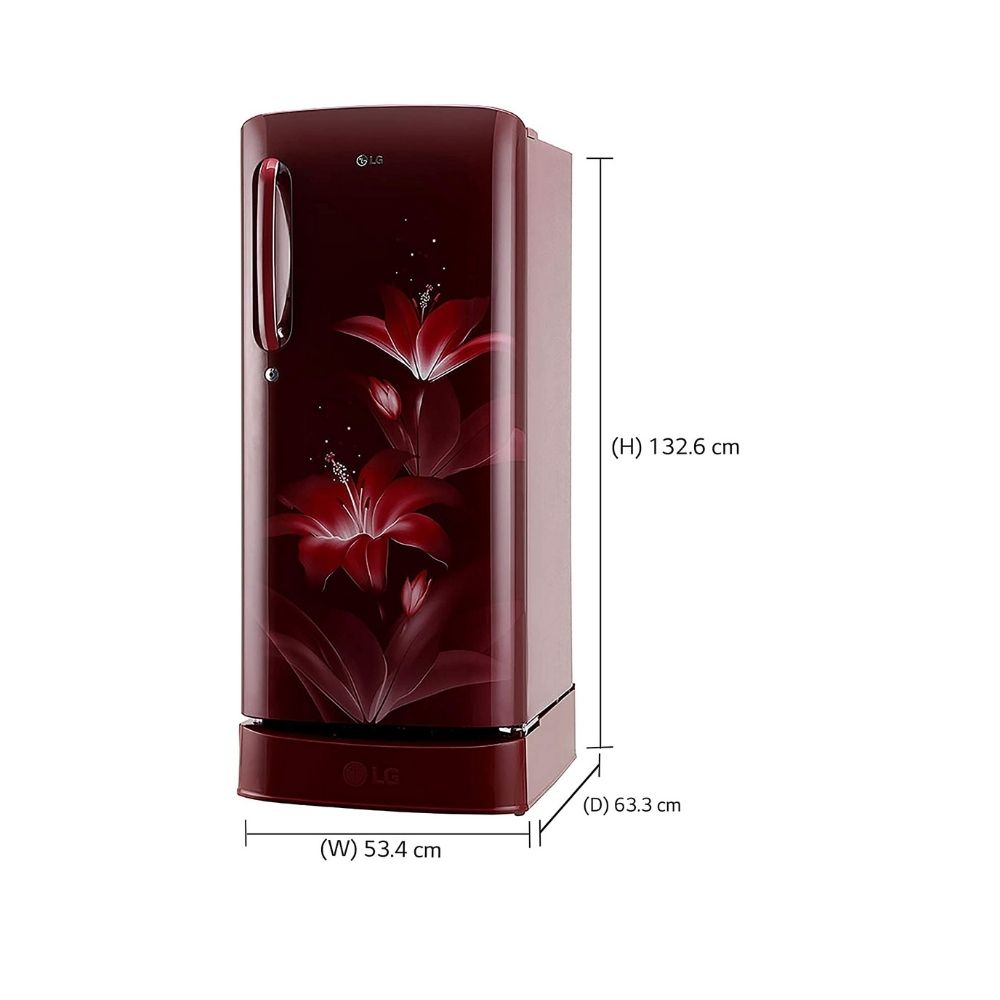 LG 190 L Direct Cool Single Door 4 Star Refrigerator  (Ruby Glow, GL-D201ARGY)
