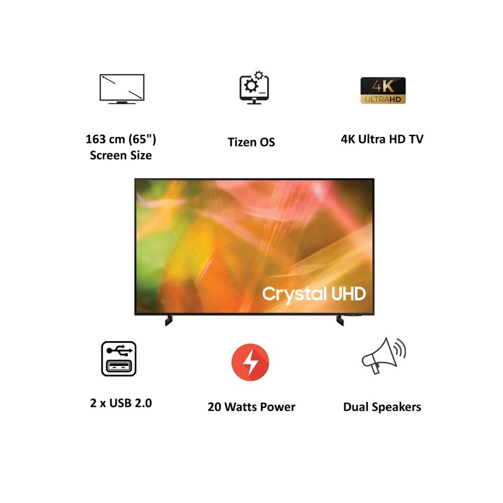 Samsung 165 cm (65 Inch) Ultra HD 4K LED Smart TV Black (UA65AU8000KLXL)
