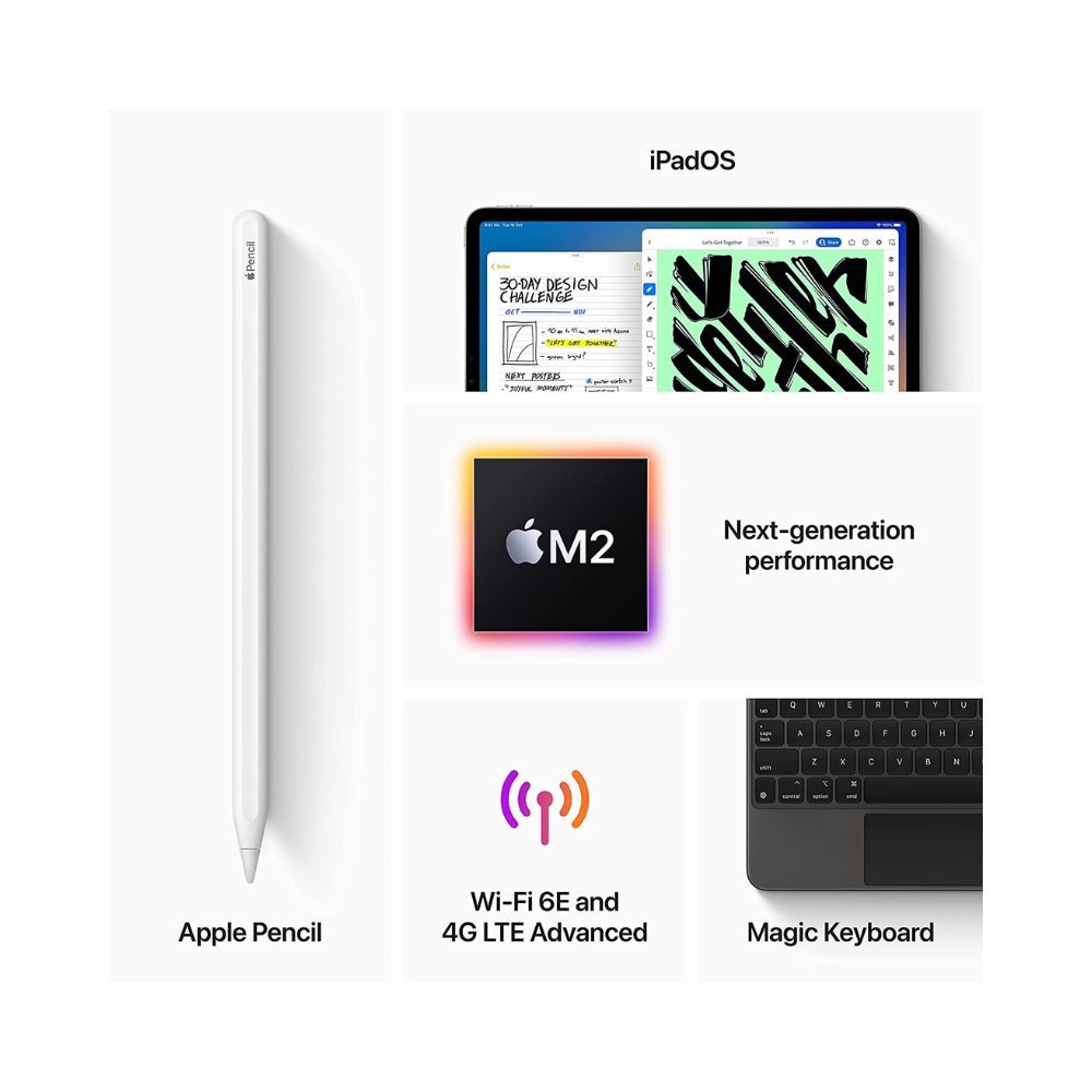 2022 Apple 11-inch iPad Pro (Wi-Fi + Cellular, 128GB) - Silver (4th Generation)