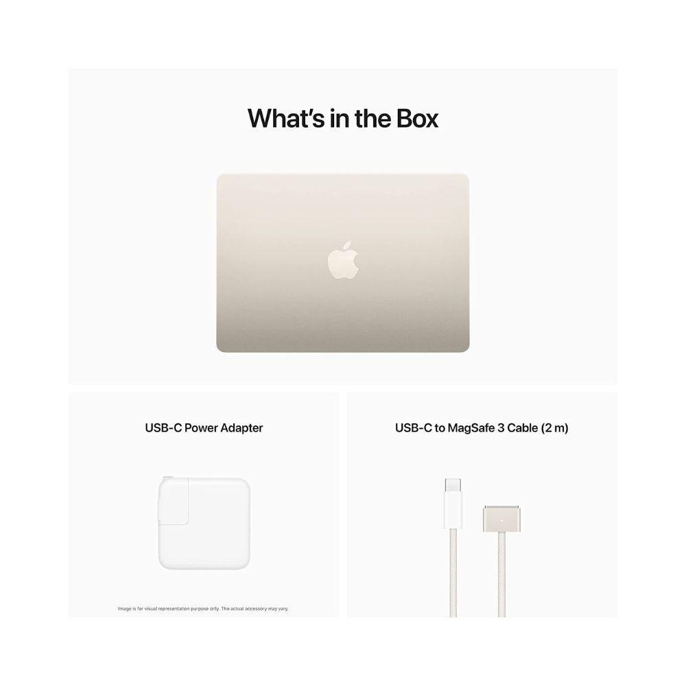 2022 Apple MacBook Air Laptop with M2 chip: 34.46 cm (13.6-inch) Liquid Retina Display, 8GB RAM, 512GB SSD Storage, Backlit Keyboard, 1080p FaceTime HD Camera. Works with iPhone/iPad; Starlight