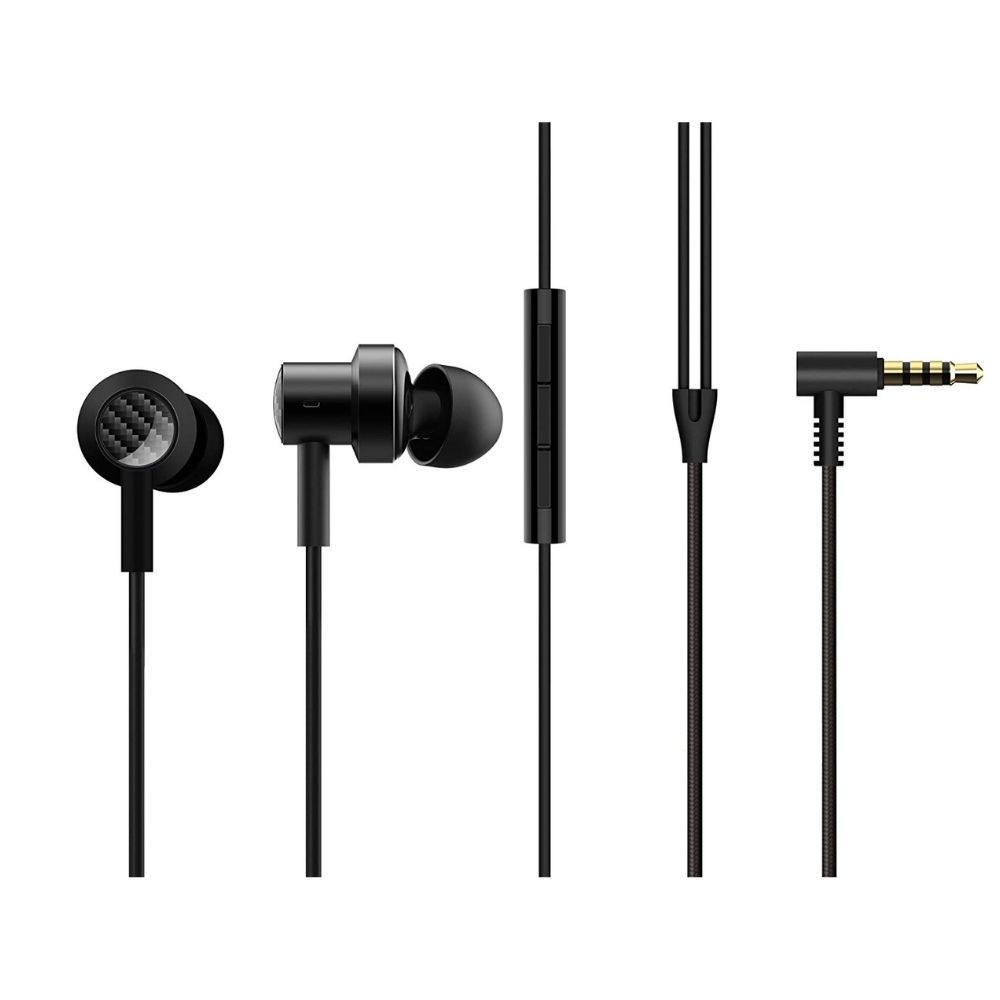 Mi Dual Driver in-Ear Earphones with Magnetic Earbuds, Passive Noise Cancellation, Tangle-Free Braided Cable (Black)