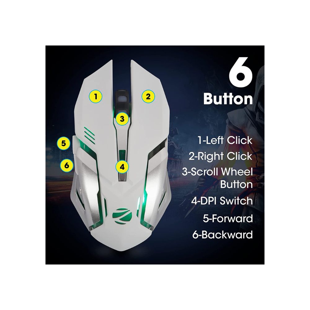 Zebronics Zeb-Transformer-M Optical USB Gaming Mouse with LED Effect(White)